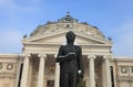 George Enescu statue during winter Royalty Free Stock Photo