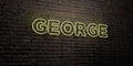 GEORGE -Realistic Neon Sign on Brick Wall background - 3D rendered royalty free stock image