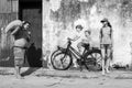 George Town, Penang, Malaysia, December 19 2017: `Little Children on a Bicycle` street art