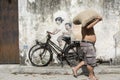 George Town, Penang, Malaysia, December 19 2017: `Little Children on a Bicycle` street art