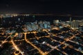 Aerial view Georgetown capital of Penang Island at night. Royalty Free Stock Photo