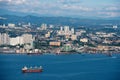 Aerial view ship move at the sea of Penang.