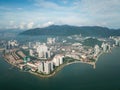 Aerial view Tanjung Tokong cityscape sunny day.