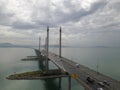 Aerial view mid span at Penang Bridge.