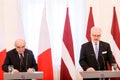 George Vella (L), President of Malta and Egils Levits (R), President of Latvia