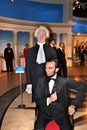 George Washington and Abraham Lincoln, wax statues in Madame Tussauds Museum New York City. Royalty Free Stock Photo
