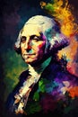 George Washington abstract colorful painted portrait vector illustration template. President of USA. Historical people.