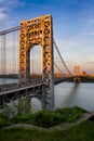 George Washington Bridge and Hudson River at Sunset Royalty Free Stock Photo