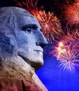 George Washington at Mt. Rushmore, South Dakota with fireworks