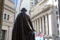 George Washington observing the New York Stock Exchange building Royalty Free Stock Photo