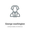 George washington outline vector icon. Thin line black george washington icon, flat vector simple element illustration from
