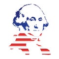 George Washington, Silhouetted Against The American Flag