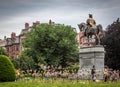 George Washington statue in Boston public garden during the Bruins playoff