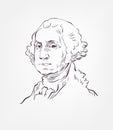 George Washington usa president vector sketch portrait