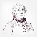 Georges-Louis Leclerc, Comte de Buffon vector portrait isolated sketch Royalty Free Stock Photo