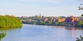 Georgetown Park Potomac River waterfront with a view on Key Bridge. Royalty Free Stock Photo