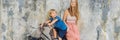 Georgetown, Penang, Malaysia - April 20, 2018: Mother and son on a bicycle. Public street art Name Children on a bicycle Royalty Free Stock Photo