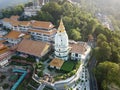 Aerial view Pagoda in sunny evening.