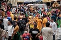Hindu devotees walking through the crowd at the Thaipusam festival in Georgetown, Penang, Malaysia