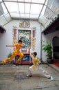 Chinese Kungfu perform in the temple.