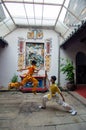 Chinese Kungfu without weapon in the temple.