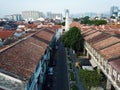 Aerial view old heritage house. Background is Acheh Mosque.