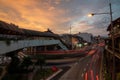 Busy traffic at Burma Road at dusk hour.