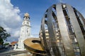 Penang fountain and Queen Victoria clock tower.