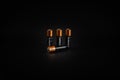 Georgetown, Texas, USA / 12/27/19: Group of Duracell copper top batteries on a black background
