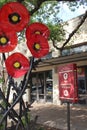 Georgetown, TX - June 7, 2023: Artistic Glass Red Poppies Located on Town Square in Georgetown TX