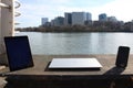 Georgetown Waterfront Tablet Cell Phone Laptop Closed Royalty Free Stock Photo