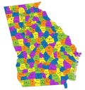 Colorful Georgia political map with clearly labeled, separated layers.