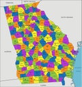 Colorful Georgia political map with clearly labeled, separated layers.