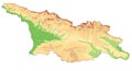 Detailed Georgia physical map.