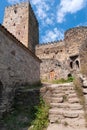 Georgia.Ananuri fortress.Blue sky with white clouds.