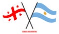 Georgia and Argentina Flags Crossed And Waving Flat Style. Official Proportion. Correct Colors