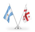 Georgia and Argentina table flags isolated on white 3D rendering