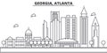 Georgia, Atlanta architecture line skyline illustration. Linear vector cityscape with famous landmarks, city sights