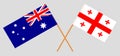 Georgia and Australia. Crossed Georgian and Australian flags Royalty Free Stock Photo