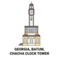 Georgia, Batum, Chacha Clock Tower travel landmark vector illustration