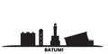 Georgia, Batumi city skyline isolated vector illustration. Georgia, Batumi travel black cityscape