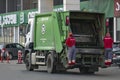 Georgia, Batumi, 16.08.2018: Garbage truck going down street