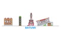 Georgia, Batumi line cityscape, flat vector. Travel city landmark, oultine illustration, line world icons