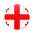Georgia circle button icon. Georgian round badge flag. 3D realistic isolated vector illustration