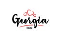 Georgia country with red love heart and its capital Tbilisi creative typography logo design