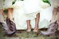 Country wedding bridesmaids in cowboy boots