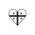 Georgia flag icon in a heart shape in black outline flat design Royalty Free Stock Photo