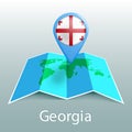 Georgia flag world map in pin with name of country Royalty Free Stock Photo