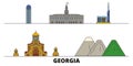 Georgia flat landmarks vector illustration. Georgia line city with famous travel sights, skyline, design.
