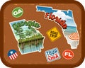 Georgia, Florida travel stickers with scenic attractions